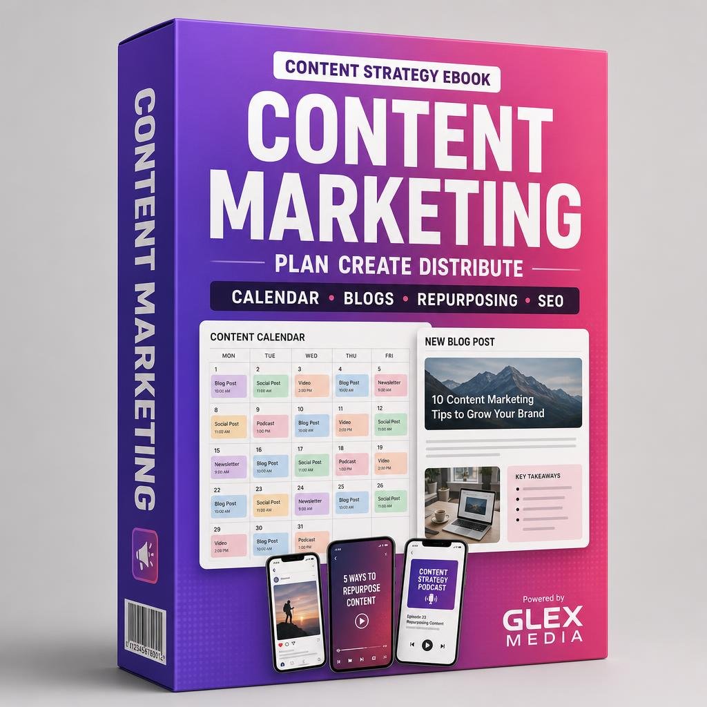 Content Marketing ebook 3D box mockup by GLEX MEDIA
