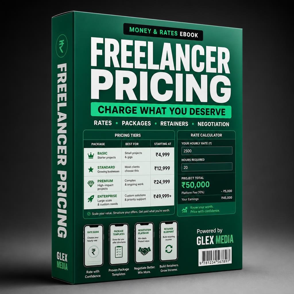 Freelancer Pricing ebook 3D box mockup by GLEX MEDIA