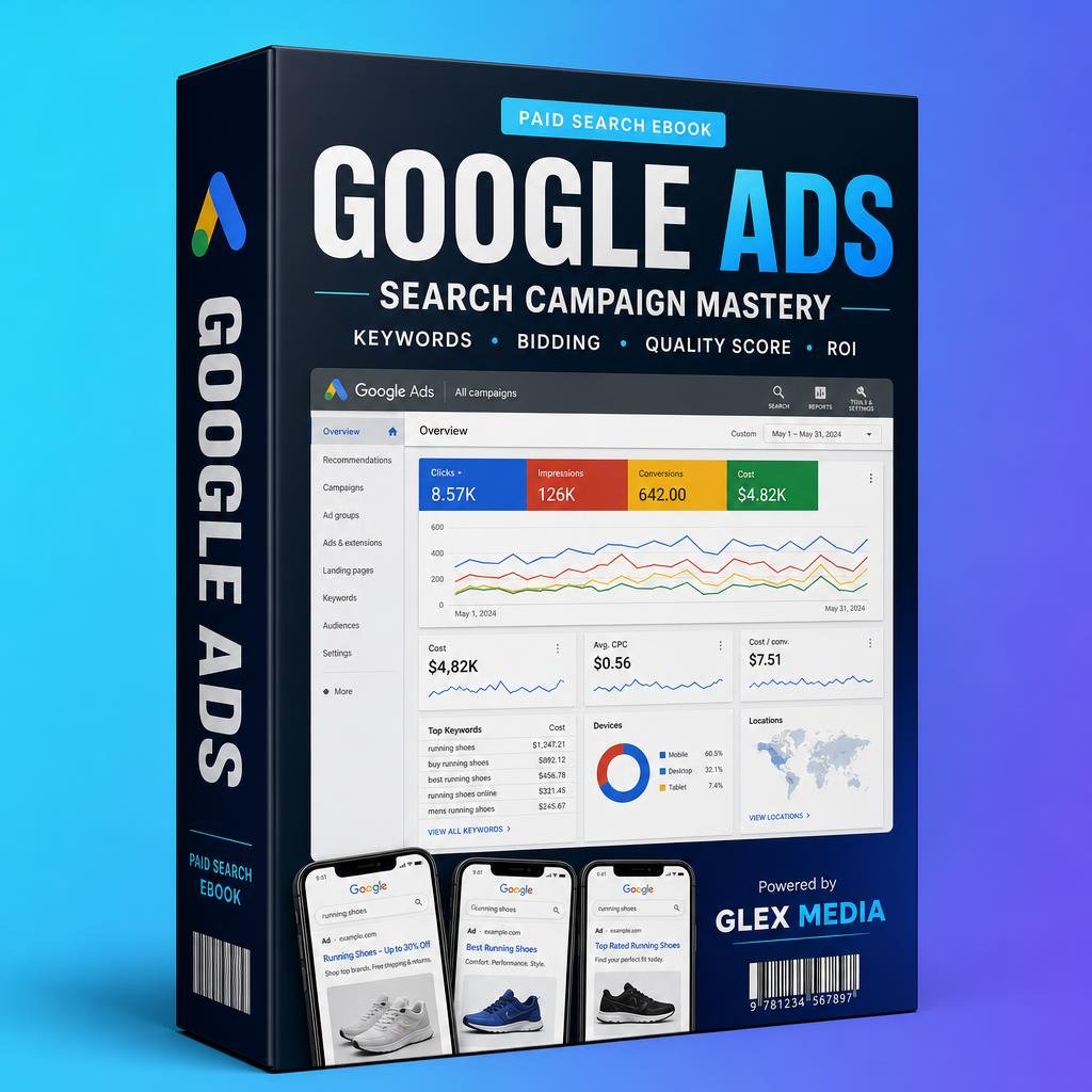 Google Ads ebook 3D box mockup by GLEX MEDIA