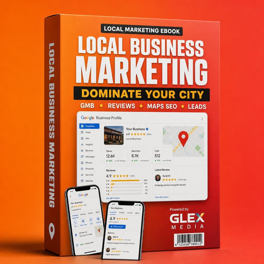Local Business Mktg ebook 3D box mockup by GLEX MEDIA