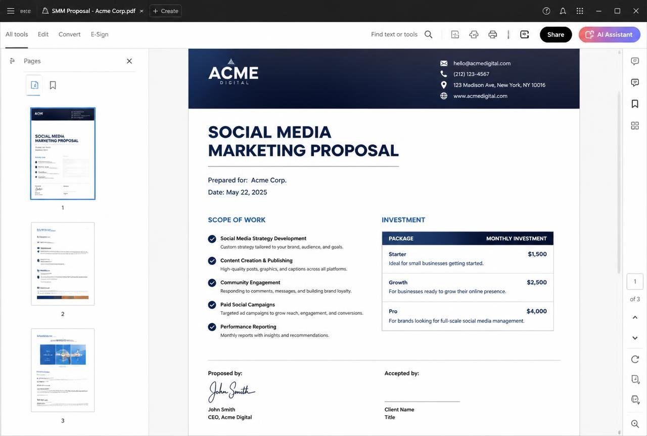 Social Media Marketing Proposal — preview of the MODULE 03 · SALES template