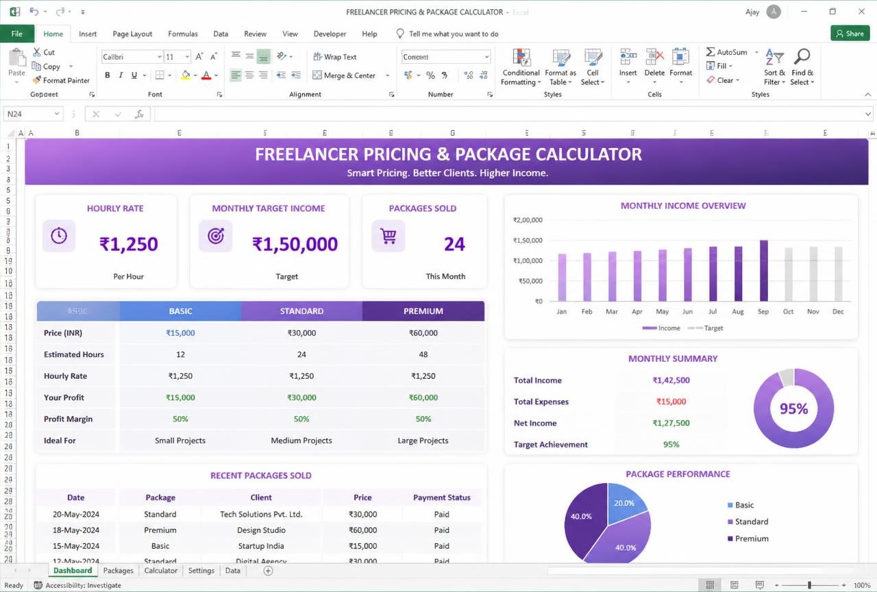 Freelancer Pricing Calculator — preview of the MODULE 08 · PRICING template